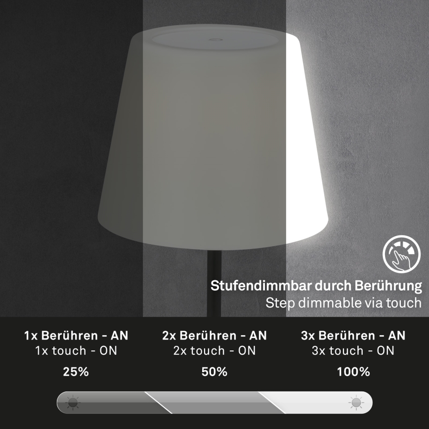Brilo - LED zewnętrzny ściemnialna akumulatorowa lampa LED/3W/5V IP44 2000 mAh