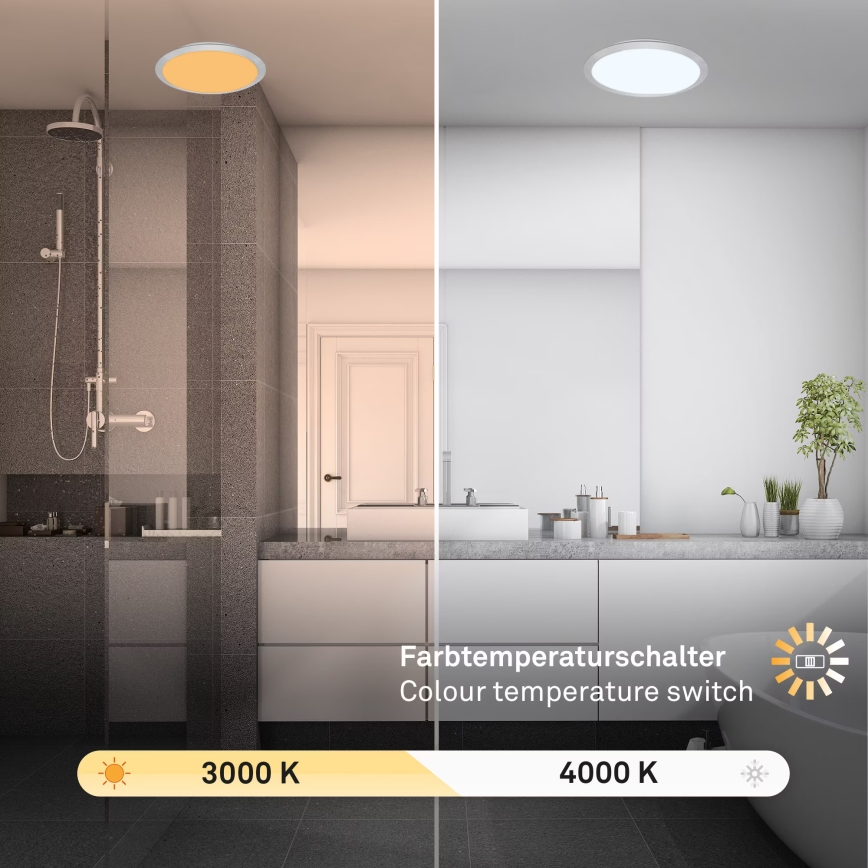 Brilo - Lampa sufitowa LED do łazienki CTS LED/21W/230V 3000/4000K IP44 śr. 37 cm matowy chrom