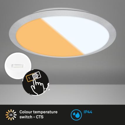 Brilo - Lampa sufitowa LED do łazienki CTS LED/21W/230V 3000/4000K IP44 śr. 37 cm matowy chrom