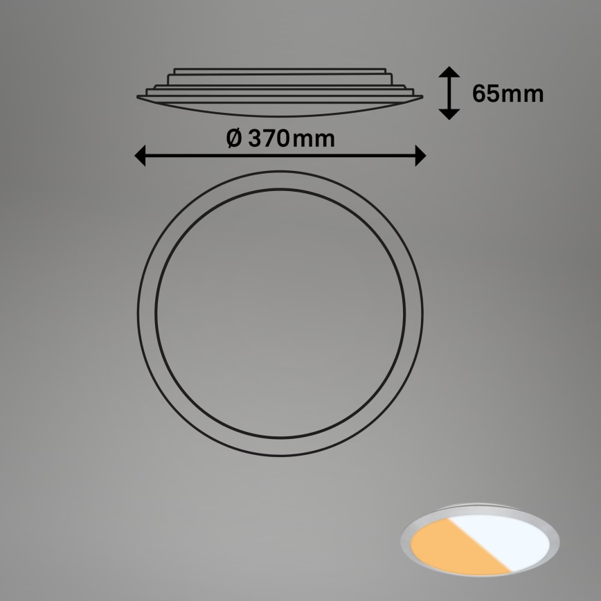 Brilo - Lampa sufitowa LED do łazienki CTS LED/21W/230V 3000/4000K IP44 śr. 37 cm matowy chrom