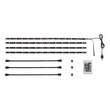 Brilo - Regulowany pasek LED RGBW do TV 3m LED/2,5W/USB + pilot zdalnego sterowania
