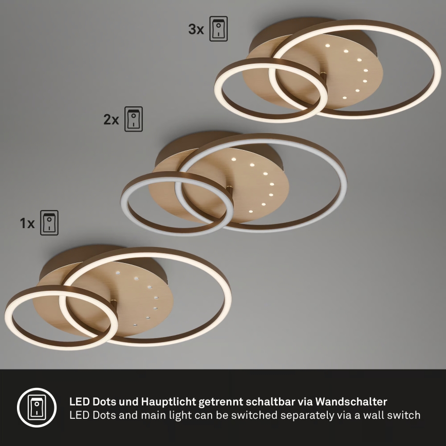 Brilo - ściemnialna lampa sufitowa LED/26W/230V 3000K brązowa