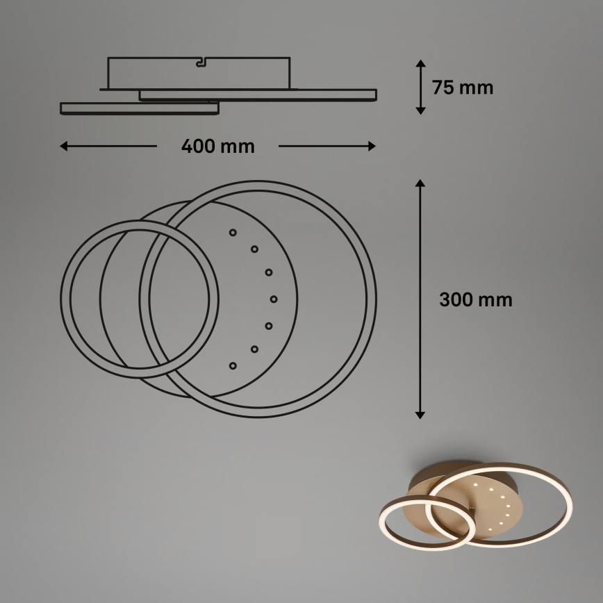 Brilo - ściemnialna lampa sufitowa LED/26W/230V 3000K brązowa