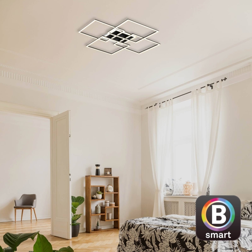 Brilo - LED ściemnialna oprawa sufitowa FRAME LED/50W/230V 2700-6500K 72,4x72,4cm czarna Wi-Fi Tuya + pilot zdalnego sterowania