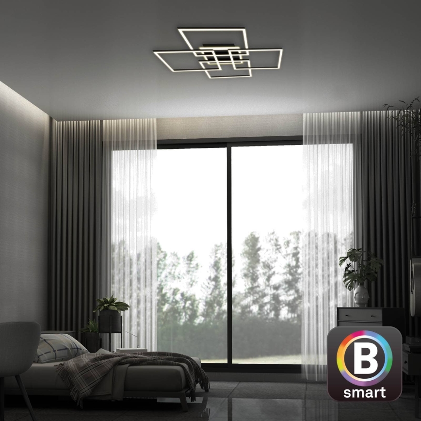 Brilo - LED ściemnialna oprawa sufitowa FRAME LED/50W/230V 2700-6500K 72,4x72,4cm czarna Wi-Fi Tuya + pilot zdalnego sterowania