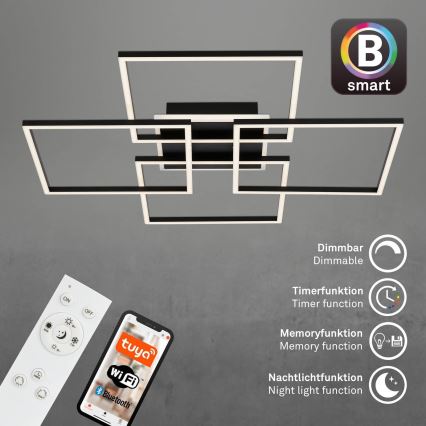 Brilo - LED ściemnialna oprawa sufitowa FRAME LED/50W/230V 2700-6500K 72,4x72,4cm czarna Wi-Fi Tuya + pilot zdalnego sterowania