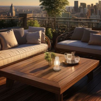 Brilo - Ściemnialna zewnętrzna ładowalna lampa stołowa KANEA LED 1,5 W/5 V IP44 1200 mAh beżowa