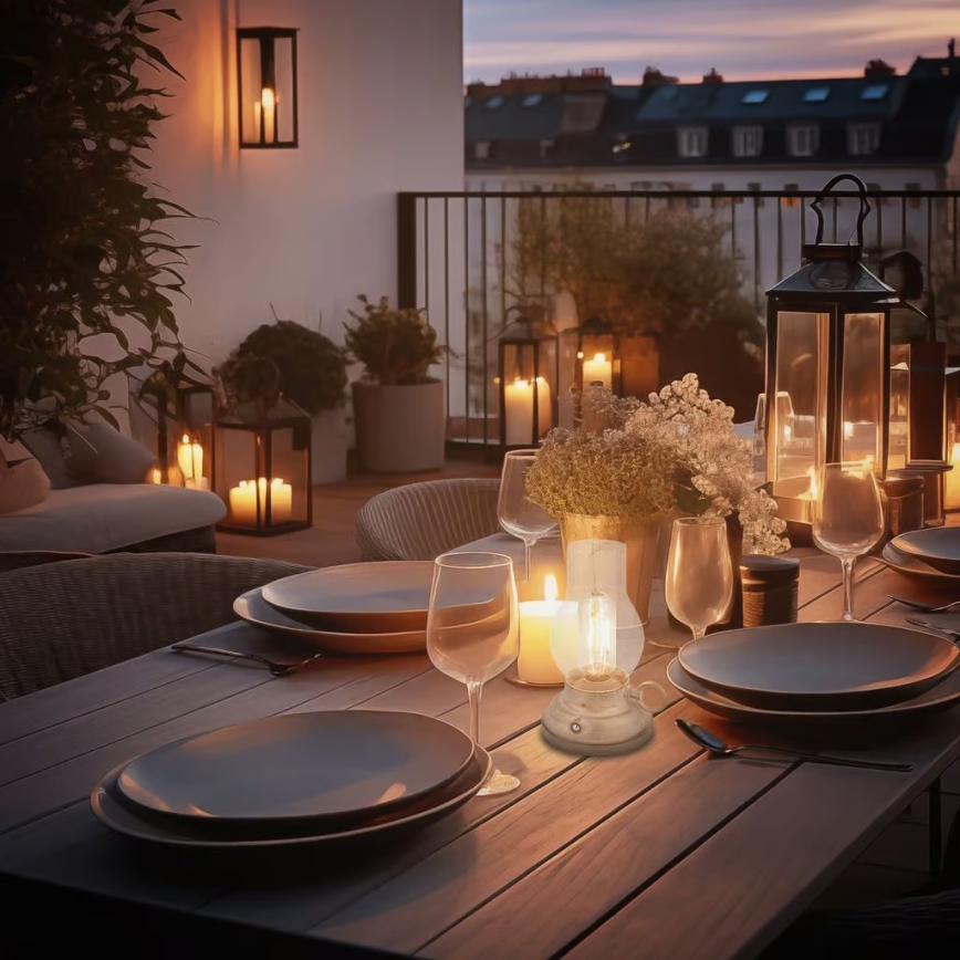 Brilo - Ściemnialna zewnętrzna ładowalna lampa stołowa KANEA LED 1,5 W/5 V IP44 1200 mAh beżowa