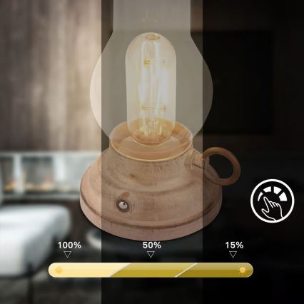 Brilo - Ściemnialna zewnętrzna ładowalna lampa stołowa KANEA LED 1,5 W/5 V IP44 1200 mAh beżowa