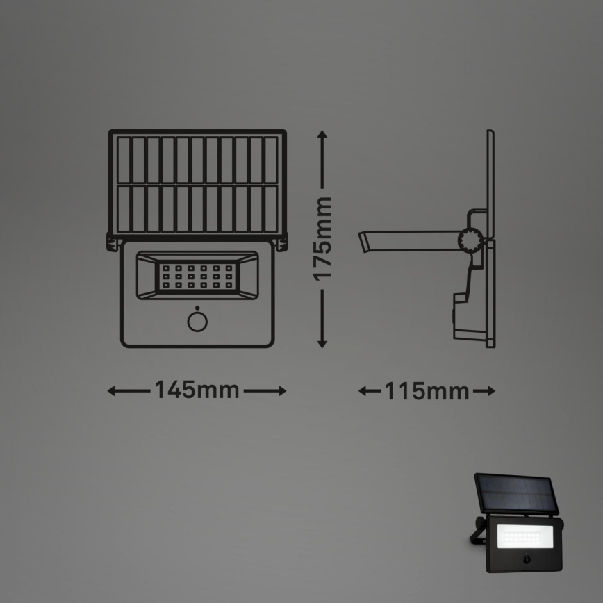 Brilo - solarny reflektor LED z czujnikiem LED/5W/5,5V IP54 1200 mAh
