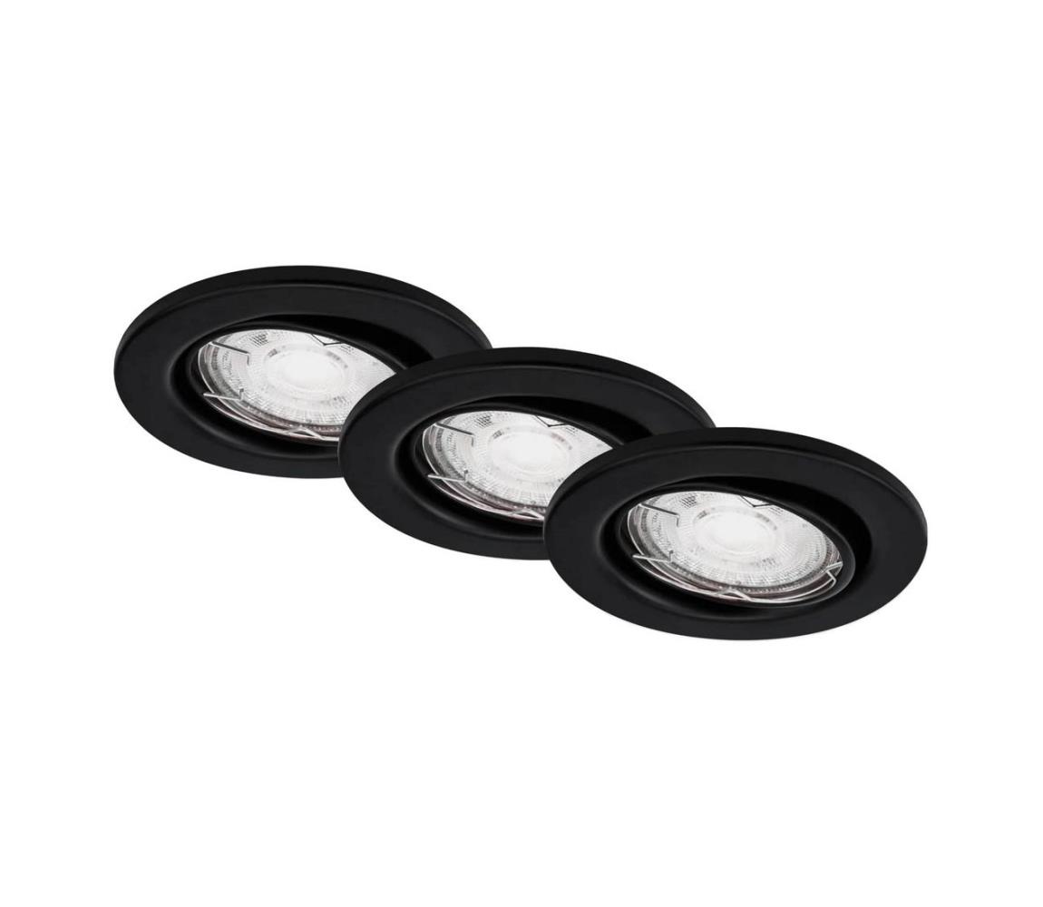 Brilo - ZESTAW 3x LED Łazienkowa oprawa wpuszczana 1xGU10/5W/230V IP23 czarna