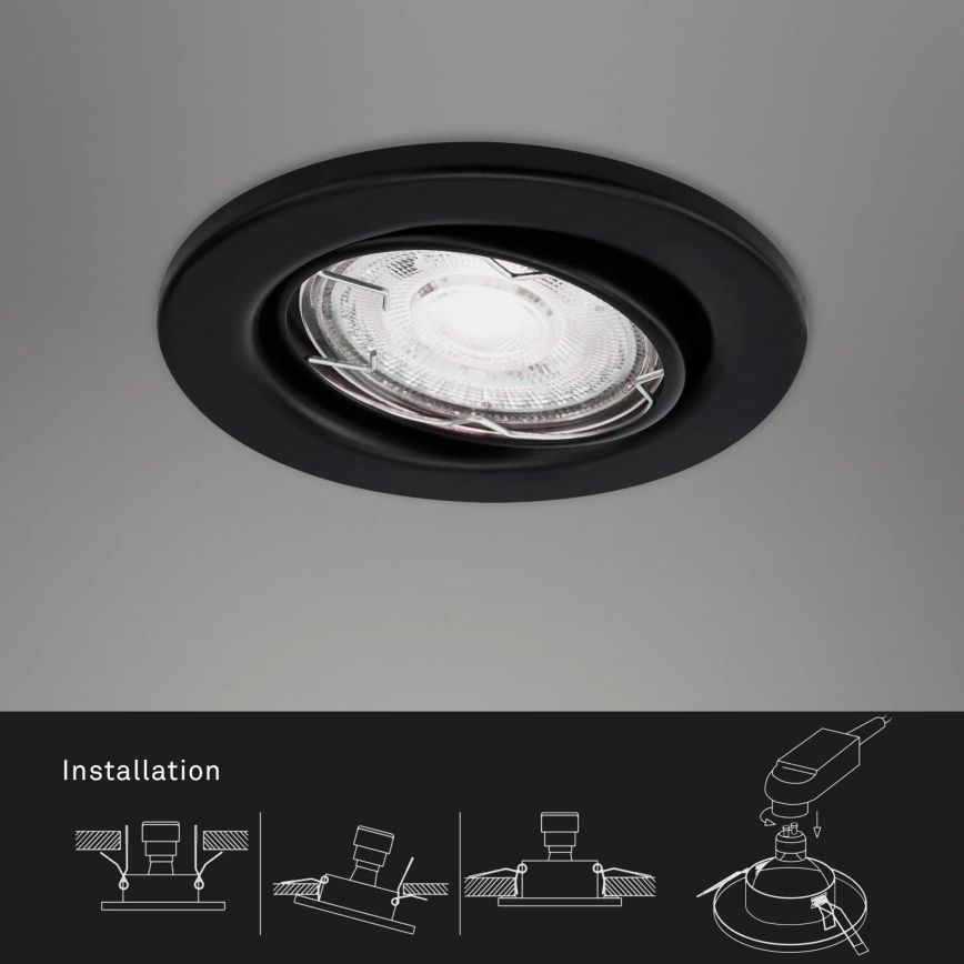 Brilo - ZESTAW 3x LED Łazienkowa oprawa wpuszczana 1xGU10/5W/230V IP23 czarna