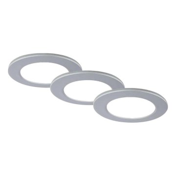Brilo - ZESTAW 3x LED Łazienkowa oprawa wpuszczana LED/4W/230V IP44 3000/4000K srebrny