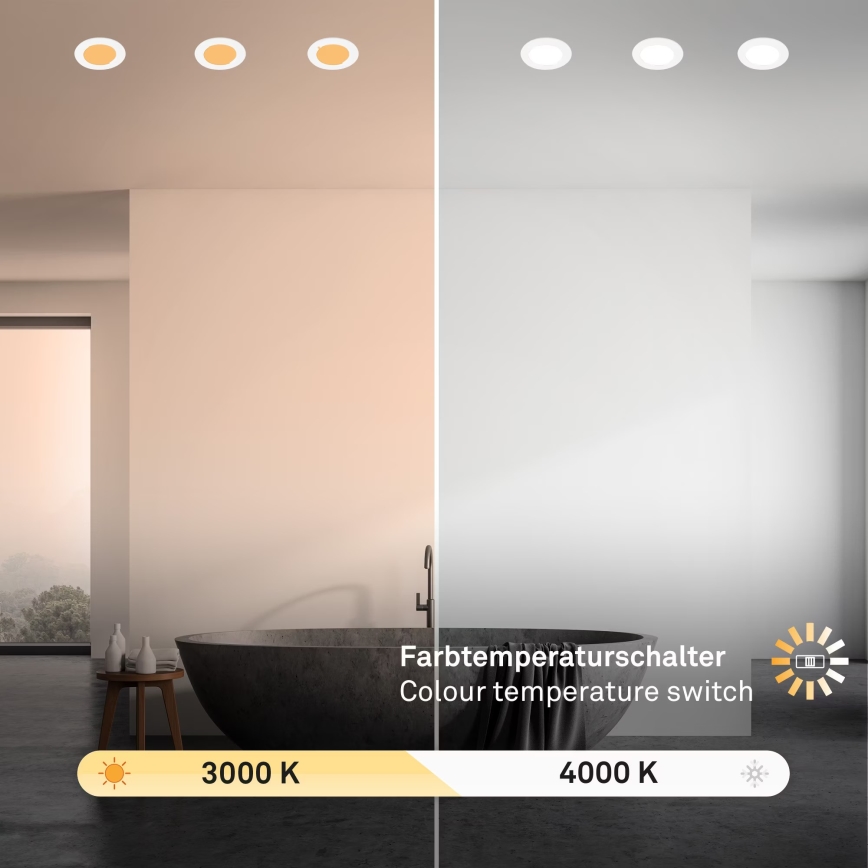 Brilo - ZESTAW 3x LED Łazienkowa oprawa wpuszczana LED/4W/230V IP44 3000/4000K biały