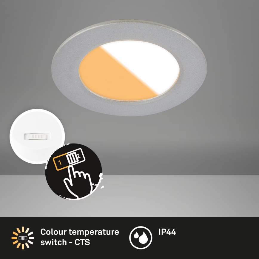 Brilo - ZESTAW 3x LED Łazienkowa oprawa wpuszczana LED/4W/230V IP44 3000/4000K srebrny