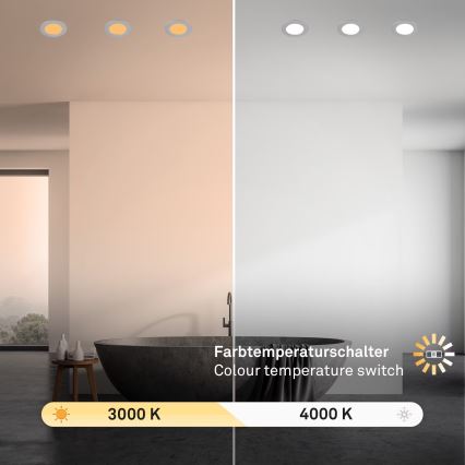 Brilo - ZESTAW 3x LED Łazienkowa oprawa wpuszczana LED/4W/230V IP44 3000/4000K srebrny