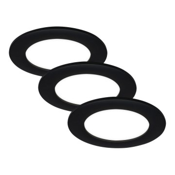 Brilo - ZESTAW 3x LED łazienkowych opraw sufitowych wpuszczanych FLAT LED/6W/230V IP44 czarne