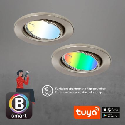 Brilo - ZESTAW 3x LED RGBW Ściemnialne oświetlenie łazienkowe 1xGU10/4,9W/230V 2700-6500K Wi-Fi Tuya IP23 + pilot zdalnego sterowania