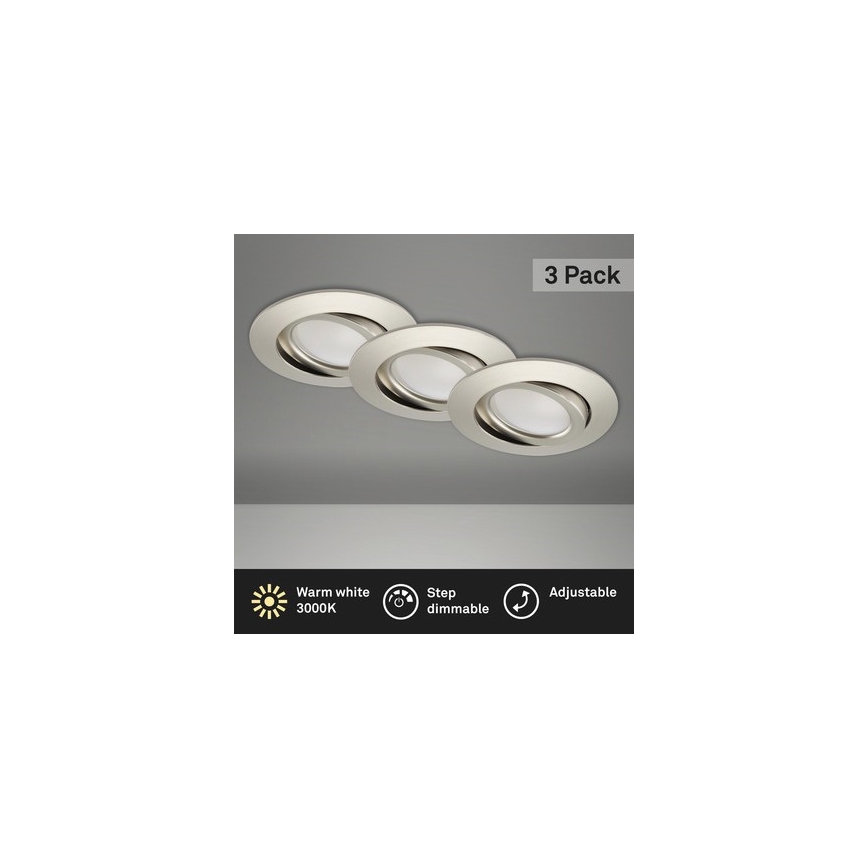 Brilo - ZESTAW 3x LED Ściemnialne wpuszczane oświetlenie łazienkowe LED/5W/230V IP23 matowy chrom