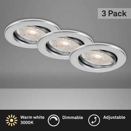 Brilo - ZESTAW 3x ściemnialnych wpuszczanych opraw LED do łazienki DIMM LED/5,5W/230V IP23 matowy chrom
