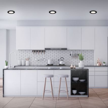 Brilo - ZESTAW 3x LED łazienkowych opraw sufitowych wpuszczanych FLAT LED/6W/230V IP44 czarne