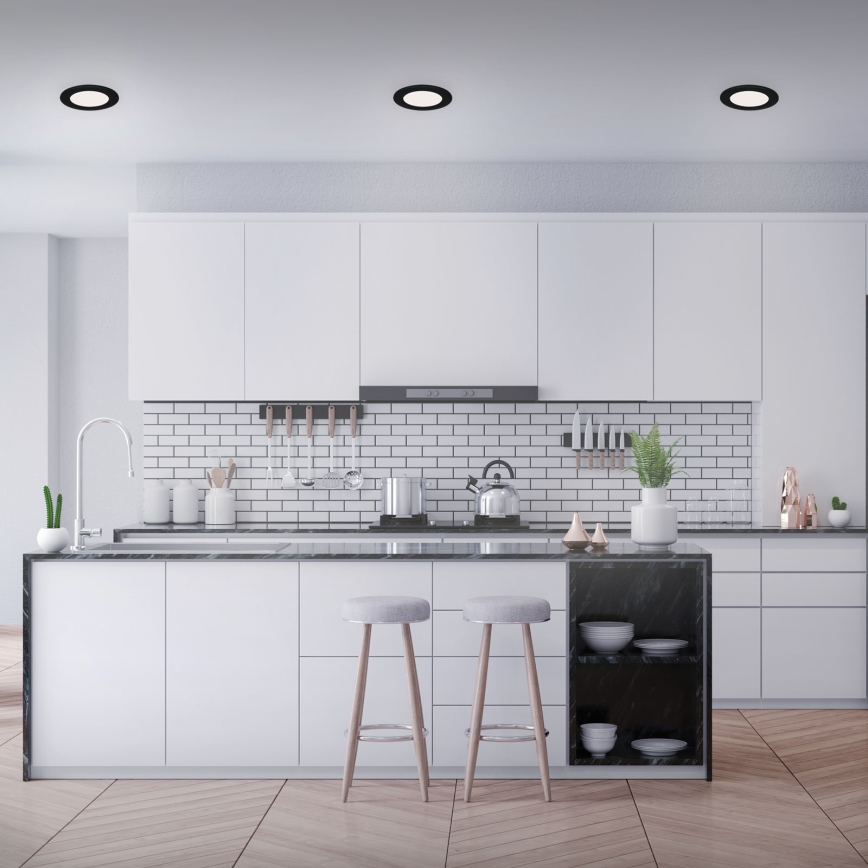 Brilo - ZESTAW 3x LED łazienkowych opraw sufitowych wpuszczanych FLAT LED/6W/230V IP44 czarne