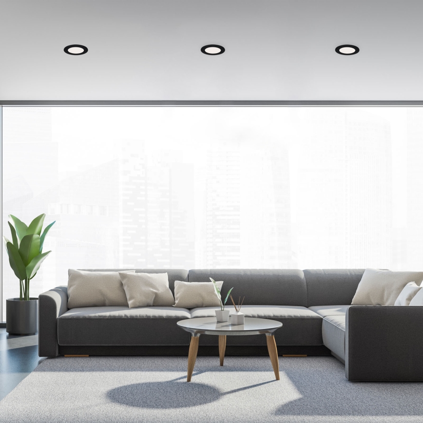 Brilo - ZESTAW 3x LED łazienkowych opraw sufitowych wpuszczanych FLAT LED/6W/230V IP44 czarne