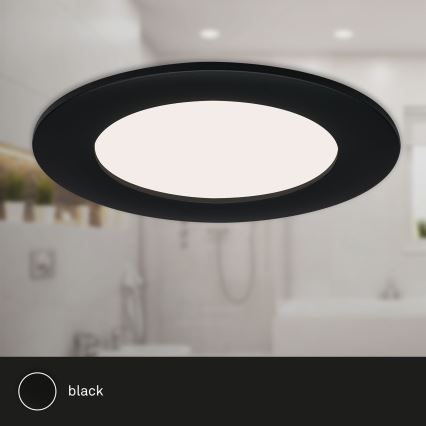 Brilo - ZESTAW 3x LED łazienkowych opraw sufitowych wpuszczanych FLAT LED/6W/230V IP44 czarne