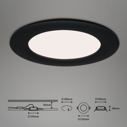 Brilo - ZESTAW 3x LED łazienkowych opraw sufitowych wpuszczanych FLAT LED/6W/230V IP44 czarne