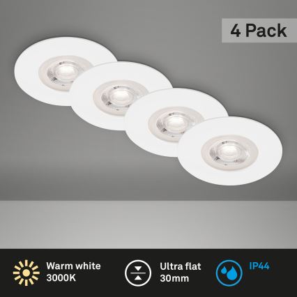 Brilo - ZESTAW 4x LED Łazienkowa oprawa wpuszczana LED/4,9W/230V IP44 biała