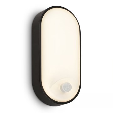 Brilo - Zewnętrzny kinkiet LED z czujnikiem ruchu i zmierzchu RUCH LED/12W/230V IP65 czarny