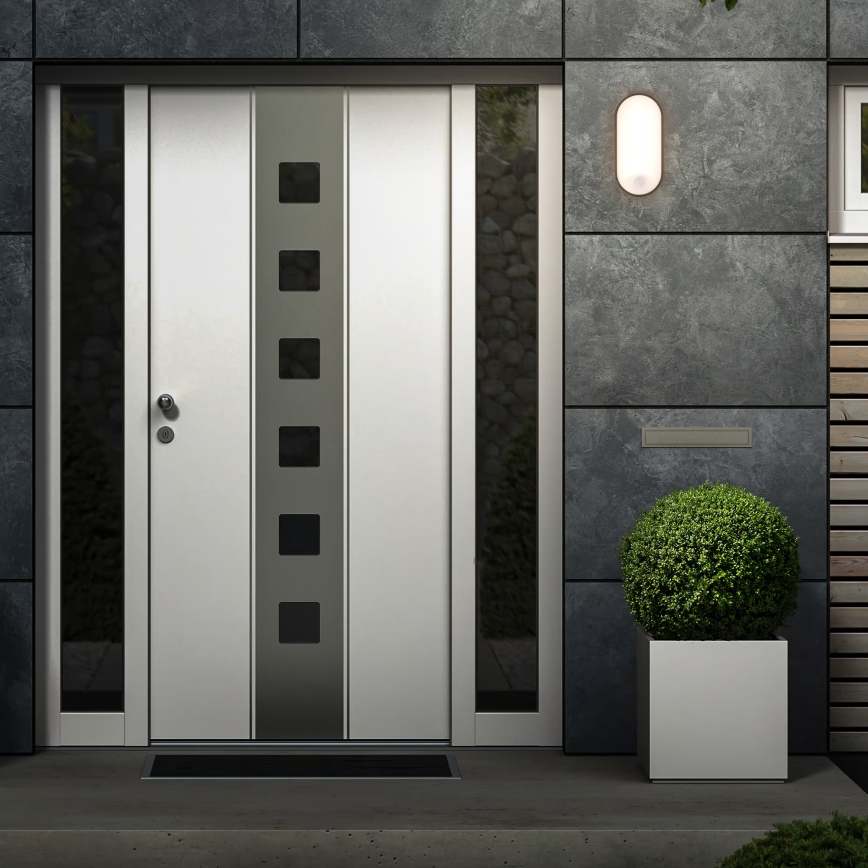 Brilo - Zewnętrzny kinkiet LED z czujnikiem ruchu i zmierzchu RUCH LED/12W/230V IP65 czarny