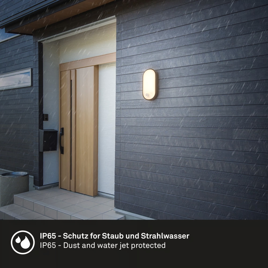 Brilo - Zewnętrzny kinkiet LED z czujnikiem ruchu i zmierzchu RUCH LED/12W/230V IP65 czarny