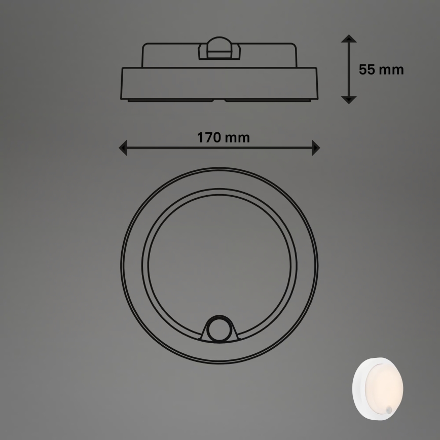 Brilo - Ładowalny zewnętrzny kinkiet LED z czujnikiem LED/4W/5V 4400 mAh IP44 biały