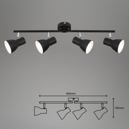 Briloner 10698890 - Oświetlenie punktowe 4xE14/25W/230V czarne