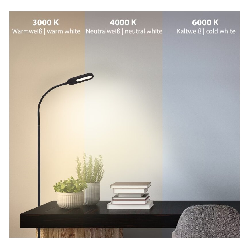 Briloner 1297-015 - LED Ściemnialna elastyczna lampa podłogowa LED/6,6W/230V 3000K/4000K/6000K