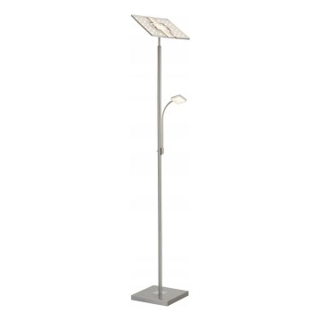 Briloner 1328-022 - Ściemniana lampa stojąca LED/21W/230V + LED/3,5W matowy chrom