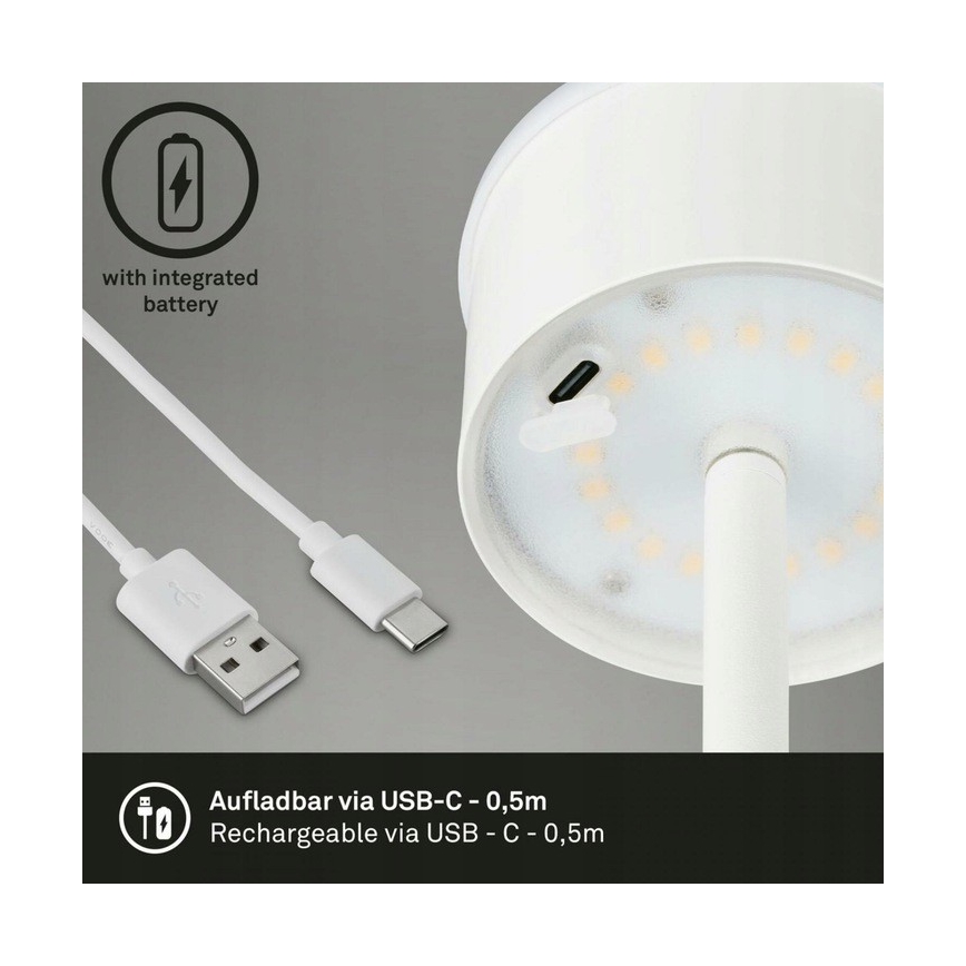 Briloner 1438016 - LED Ściemnialna dotykowa lampa podłogowa 3w1 LED/3,5W/5V IP44 3000K 38-130 cm biały