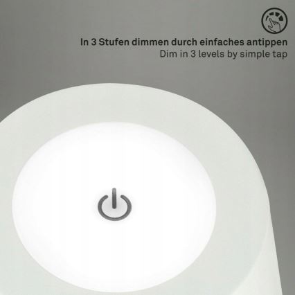 Briloner 1438016 - LED Ściemnialna dotykowa lampa podłogowa 3w1 LED/3,5W/5V IP44 3000K 38-130 cm biały