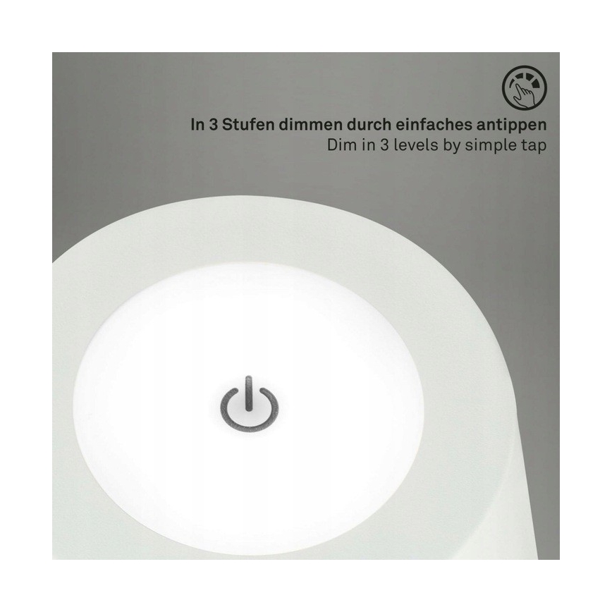 Briloner 1438016 - LED Ściemnialna dotykowa lampa podłogowa 3w1 LED/3,5W/5V IP44 3000K 38-130 cm biały