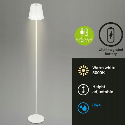 Briloner 1438016 - LED Ściemnialna dotykowa lampa podłogowa 3w1 LED/3,5W/5V IP44 3000K 38-130 cm biały