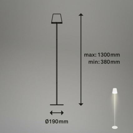 Briloner 1438016 - LED Ściemnialna dotykowa lampa podłogowa 3w1 LED/3,5W/5V IP44 3000K 38-130 cm biały
