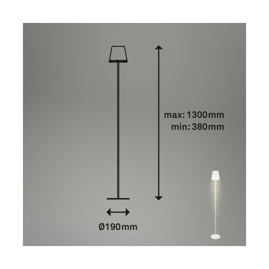 Briloner 1438016 - LED Ściemnialna dotykowa lampa podłogowa 3w1 LED/3,5W/5V IP44 3000K 38-130 cm biały