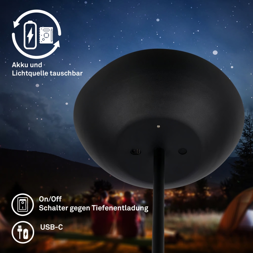 Briloner 1500015 - ściemniana lampa stojąca LED ESTATE LED/8W/5V 4000 mAh czarna