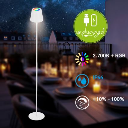 Briloner 1507016 - LED ściemnialna lampa podłogowa KIKI LED/4,3W/5V IP44 2600 mAh biała