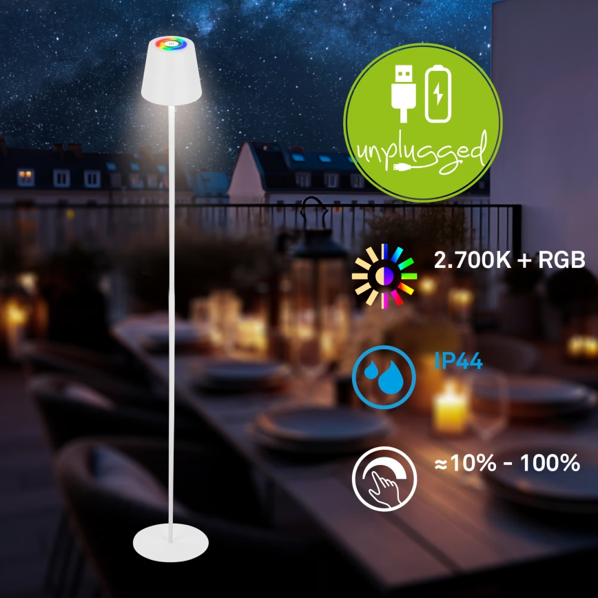 Briloner 1507016 - LED ściemnialna lampa podłogowa KIKI LED/4,3W/5V IP44 2600 mAh biała