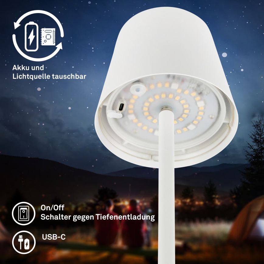 Briloner 1507016 - LED ściemnialna lampa podłogowa KIKI LED/4,3W/5V IP44 2600 mAh biała