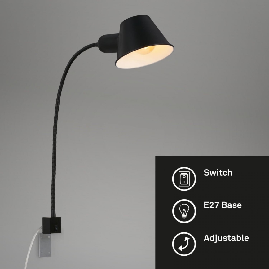 Briloner 2079-015 - Elastyczna lampa naścienna 1xE27/10W/230V czarny