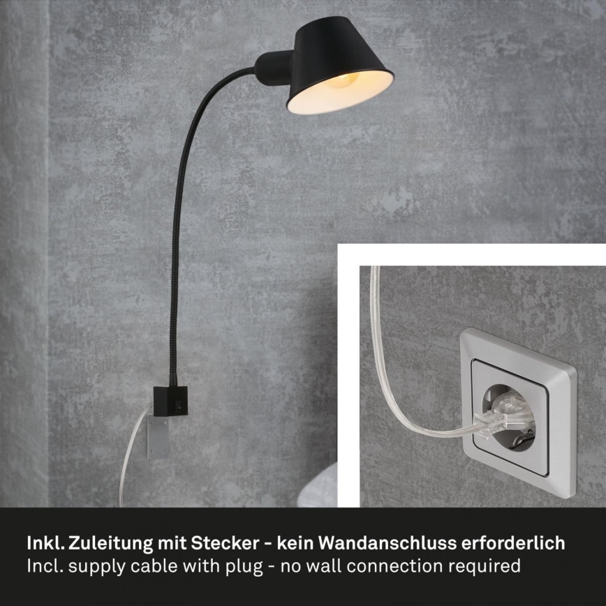 Briloner 2079-015 - Elastyczna lampa naścienna 1xE27/10W/230V czarny