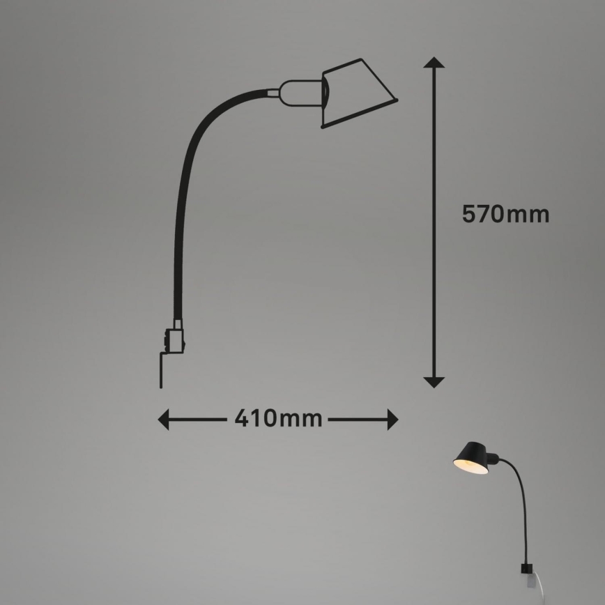 Briloner 2079-015 - Elastyczna lampa naścienna 1xE27/10W/230V czarny